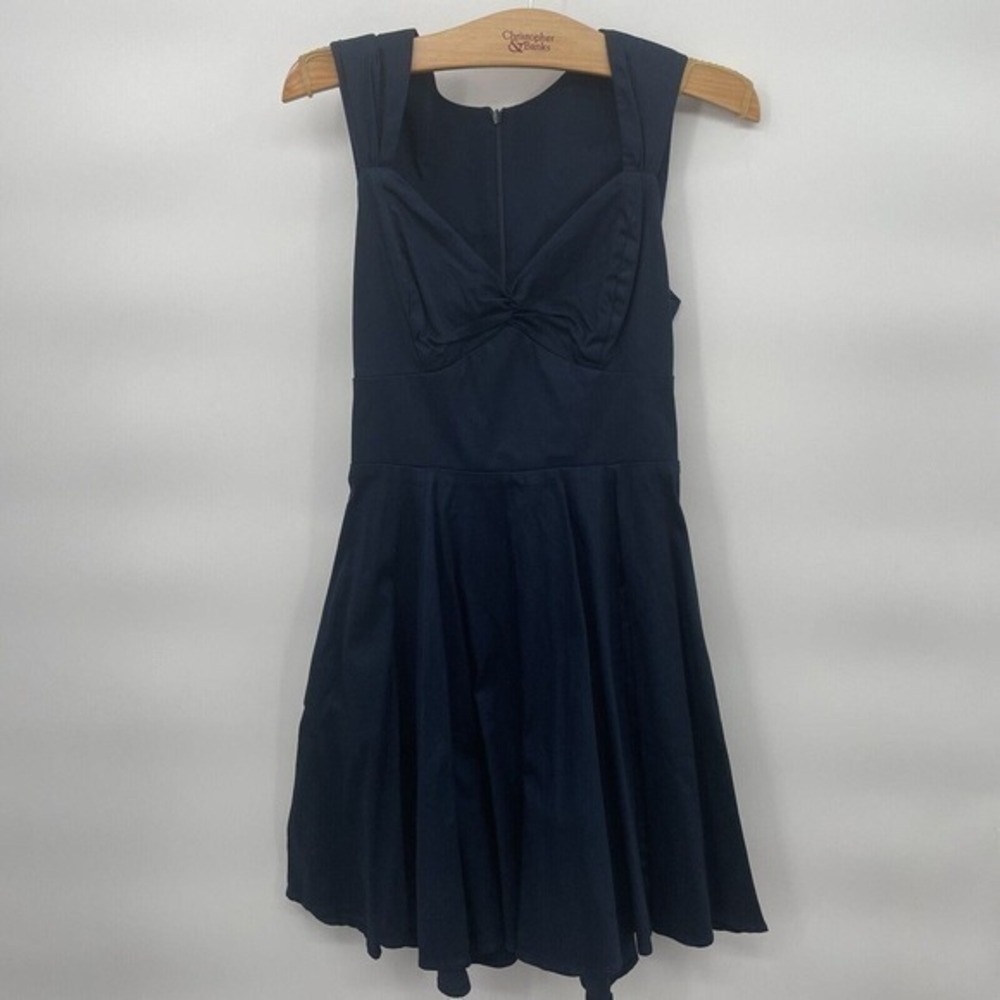 Ixia‎ Womens 50s Inspired Fit And Flare Navy Knee Length Dress Size Small-19G